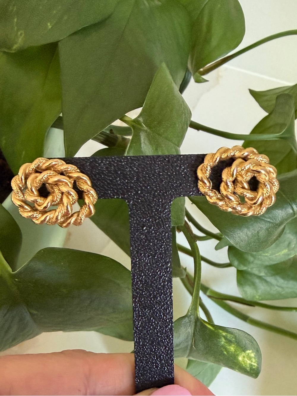 Vintage MONET Gold Rope Earrings - pierced